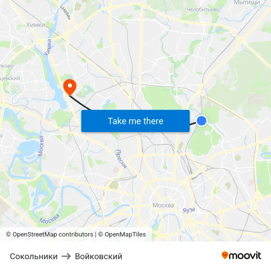 Сокольники to Войковский map