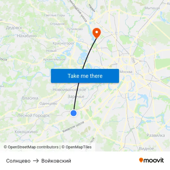 Солнцево to Войковский map