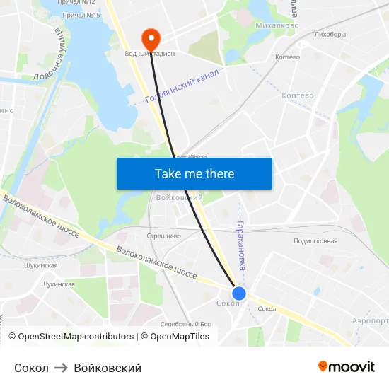 Сокол to Войковский map