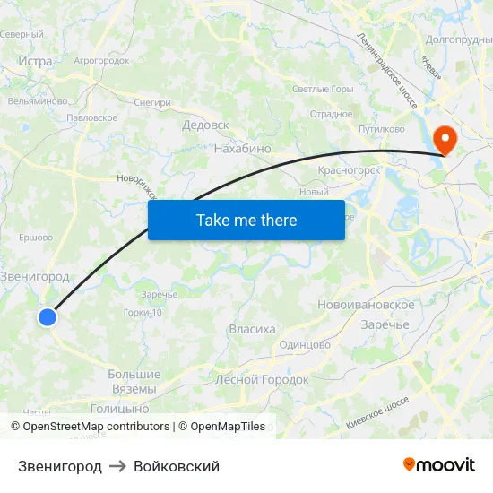 Звенигород to Войковский map