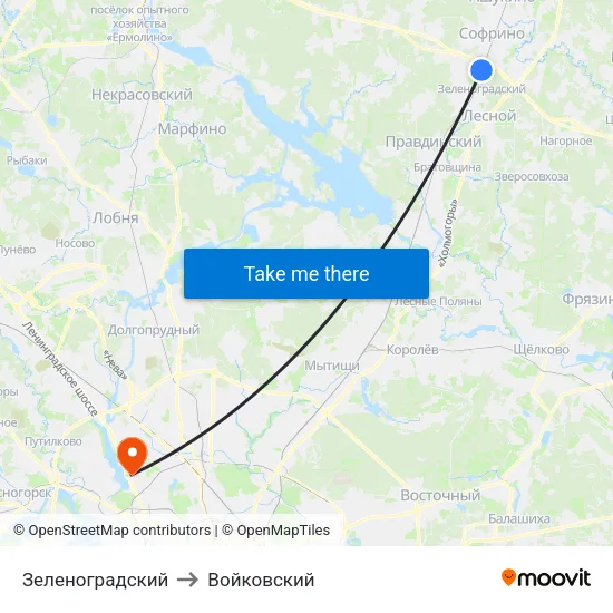 Зеленоградский to Войковский map