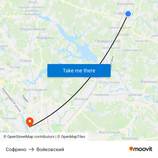 Софрино to Войковский map