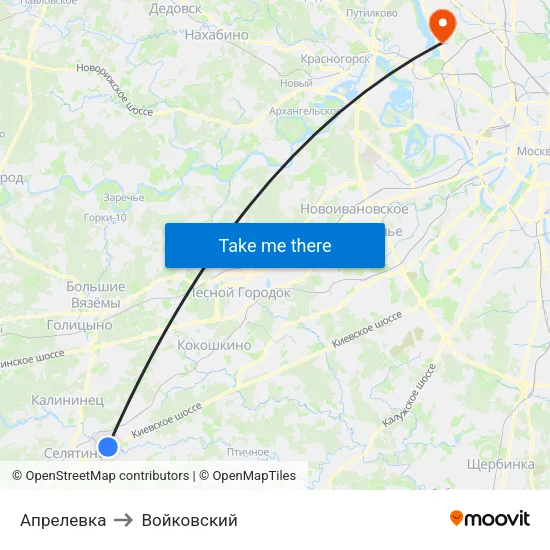 Апрелевка to Войковский map