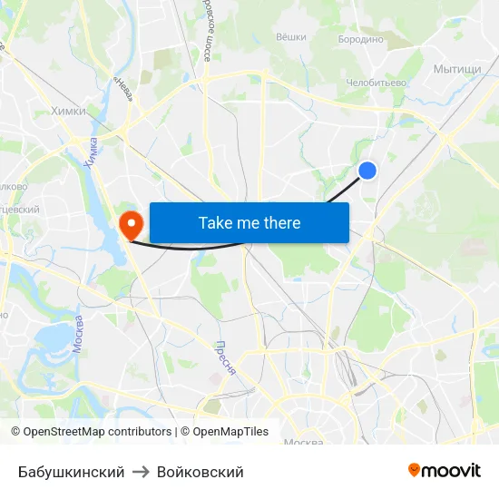 Бабушкинский to Войковский map