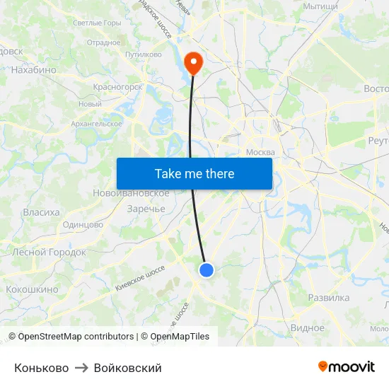 Коньково to Войковский map