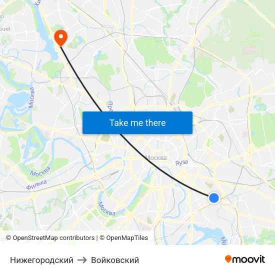 Нижегородский to Войковский map