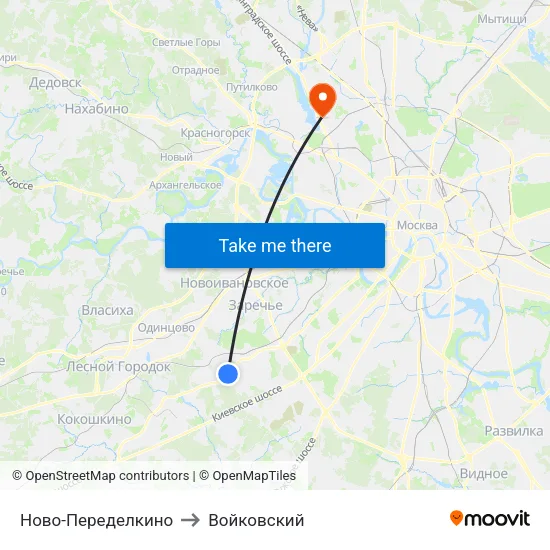 Ново-Переделкино to Войковский map