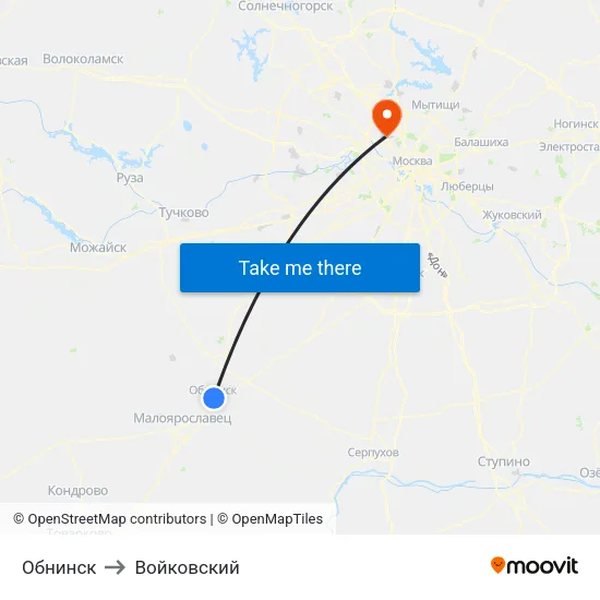 Обнинск to Войковский map