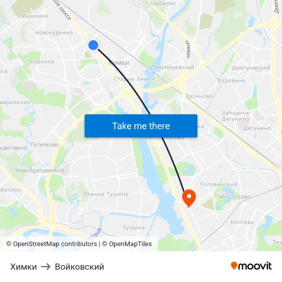 Химки to Войковский map