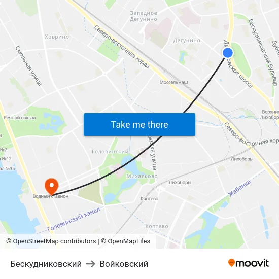 Бескудниковский to Войковский map