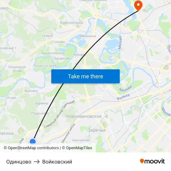 Одинцово to Войковский map