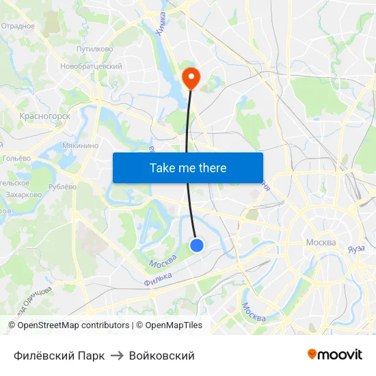 Филёвский Парк to Войковский map