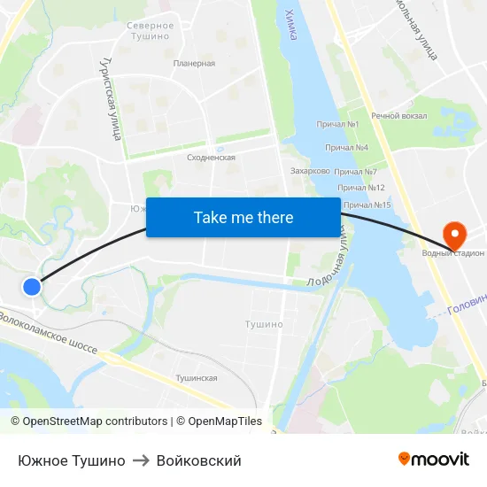 Южное Тушино to Войковский map