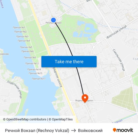 Речной Вокзал (Rechnoy Vokzal) to Войковский map