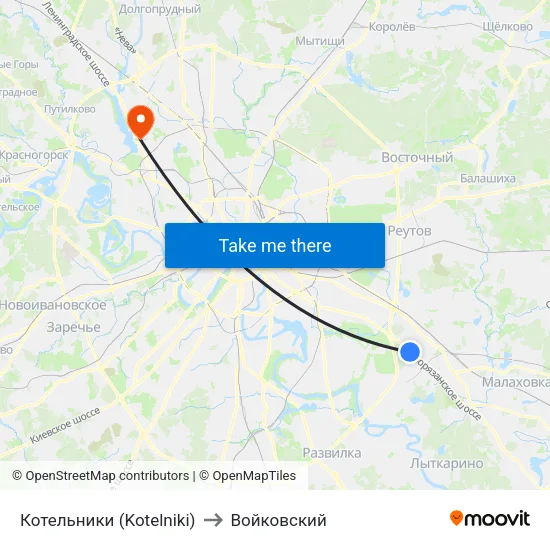 Котельники (Kotelniki) to Войковский map