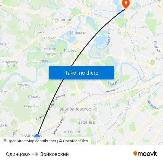 Одинцово to Войковский map