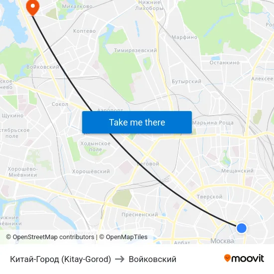 Китай-Город (Kitay-Gorod) to Войковский map