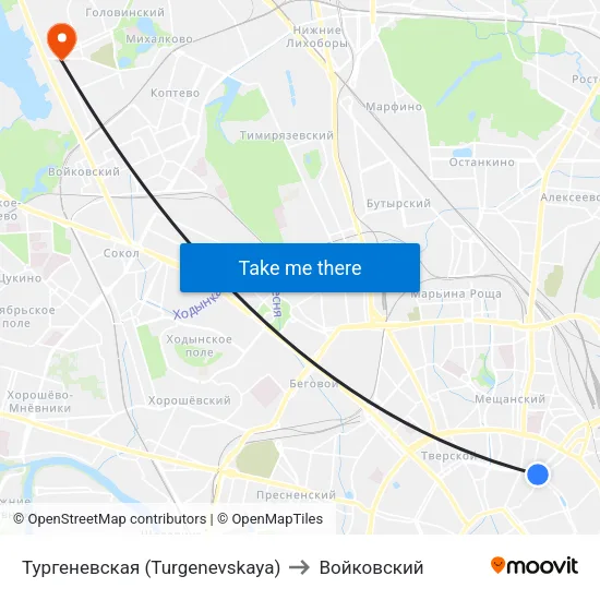Тургеневская (Turgenevskaya) to Войковский map