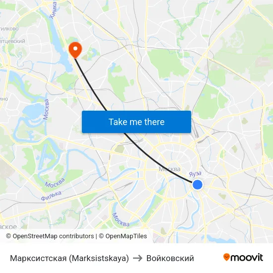 Марксистская (Marksistskaya) to Войковский map