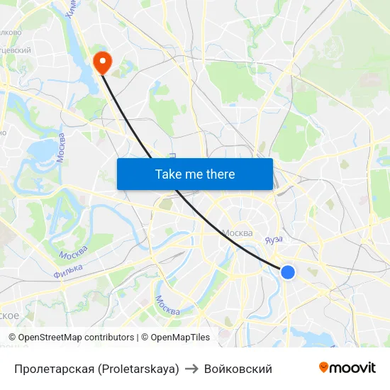 Пролетарская (Proletarskaya) to Войковский map