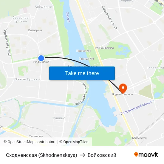 Сходненская (Skhodnenskaya) to Войковский map