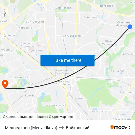 Медведково (Medvedkovo) to Войковский map