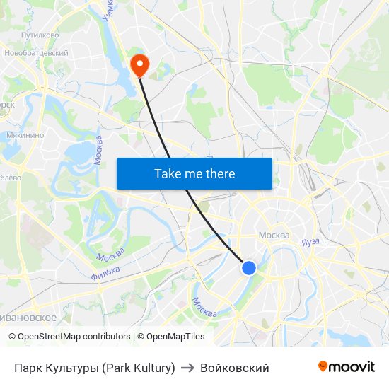 Парк Культуры (Park Kultury) to Войковский map