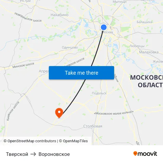 Тверской to Вороновское map