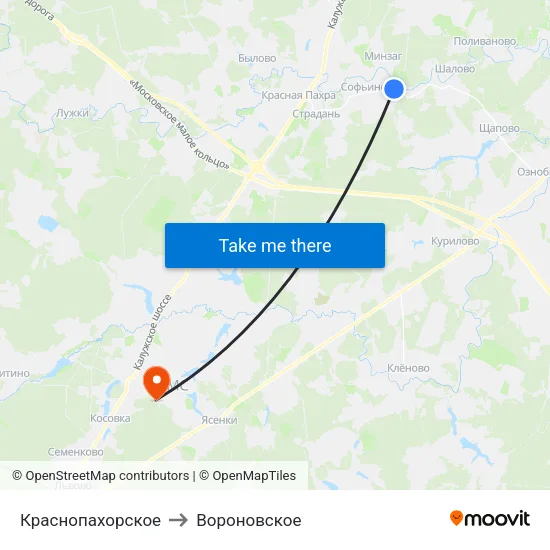 Краснопахорское to Вороновское map