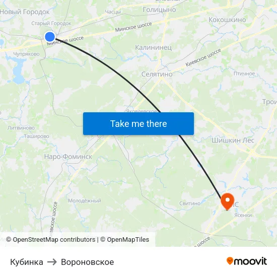 Кубинка to Вороновское map