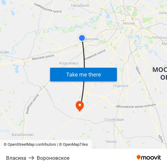 Власиха to Вороновское map