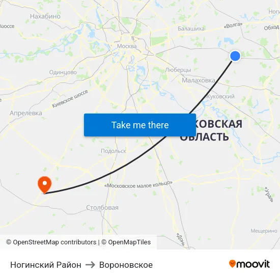 Ногинский Район to Вороновское map