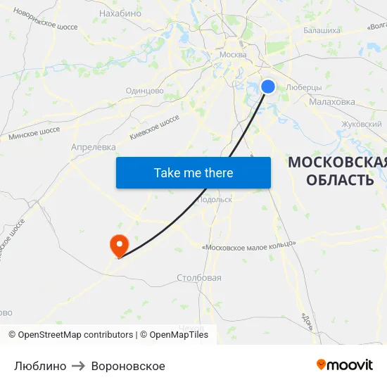 Люблино to Вороновское map
