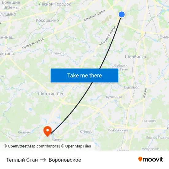 Тёплый Стан to Вороновское map