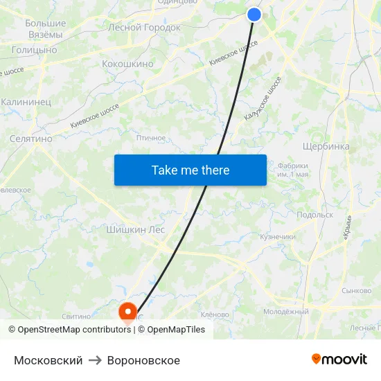 Московский to Вороновское map