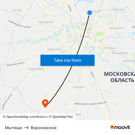 Мытищи to Вороновское map