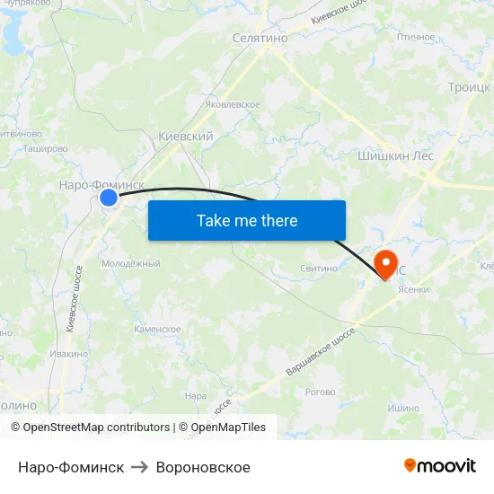 Наро-Фоминск to Вороновское map