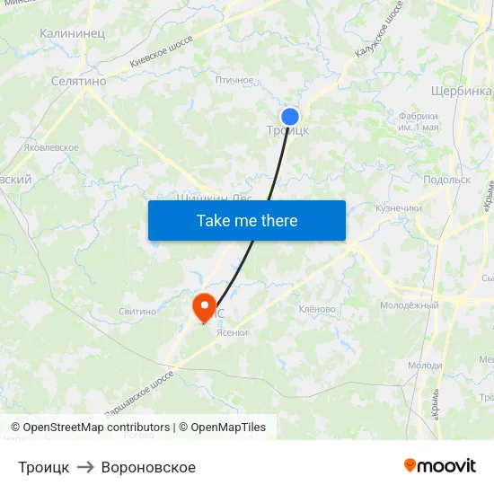 Троицк to Вороновское map