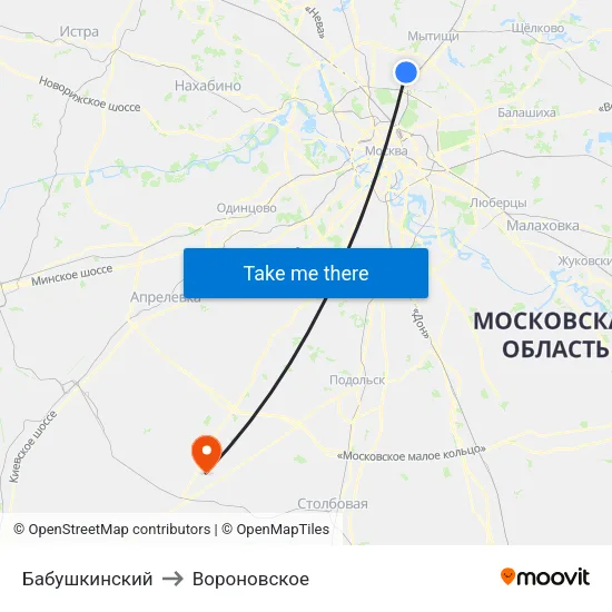 Бабушкинский to Вороновское map