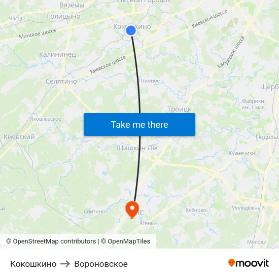 Кокошкино to Вороновское map