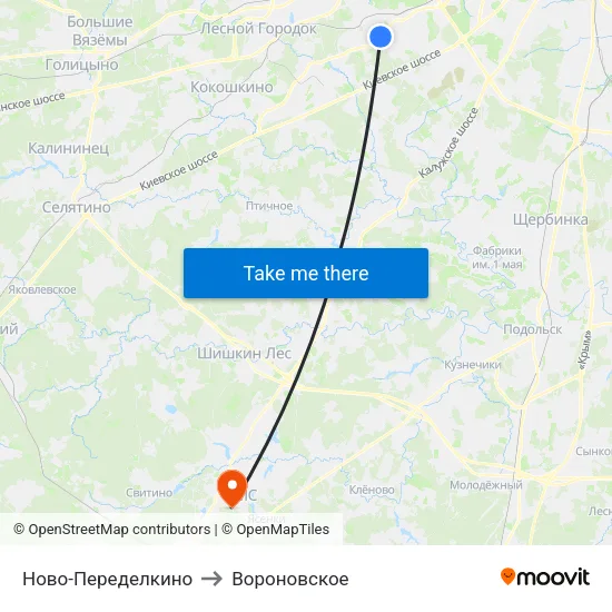 Ново-Переделкино to Вороновское map