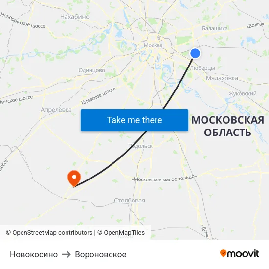Новокосино to Вороновское map