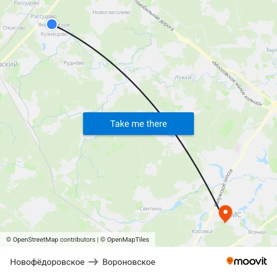 Новофёдоровское to Вороновское map