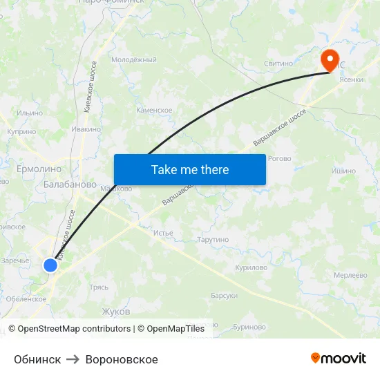 Обнинск to Вороновское map