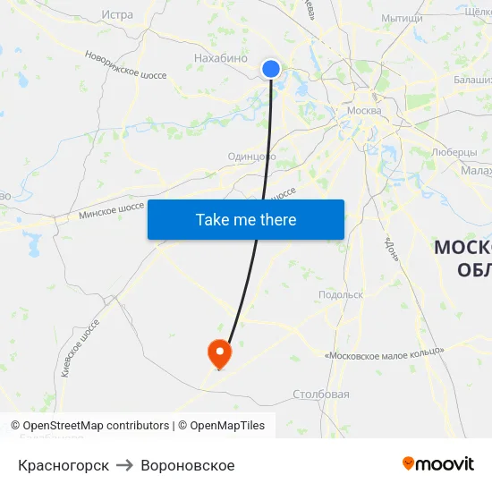 Красногорск to Вороновское map