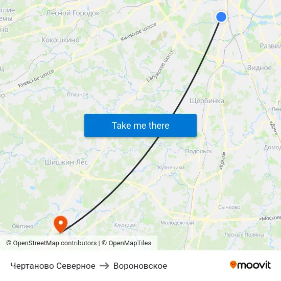 Чертаново Северное to Вороновское map