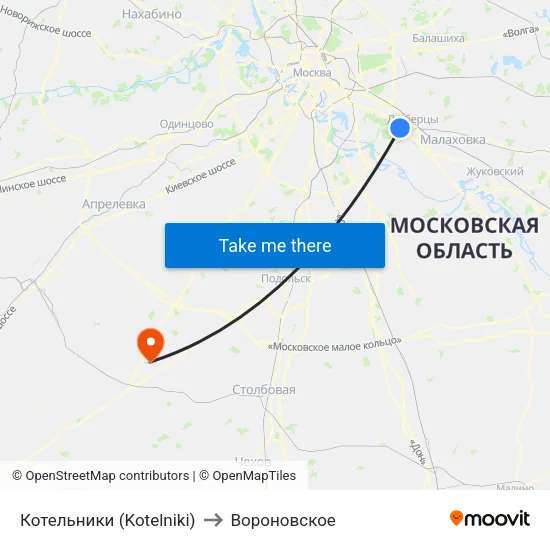 Котельники (Kotelniki) to Вороновское map