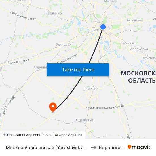 Москва Ярославская (Yaroslavsky Station) to Вороновское map