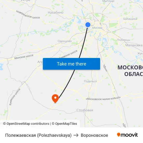 Полежаевская (Polezhaevskaya) to Вороновское map