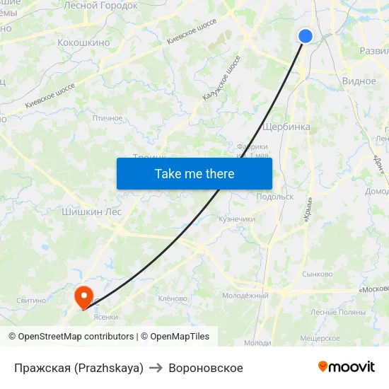 Пражская (Prazhskaya) to Вороновское map